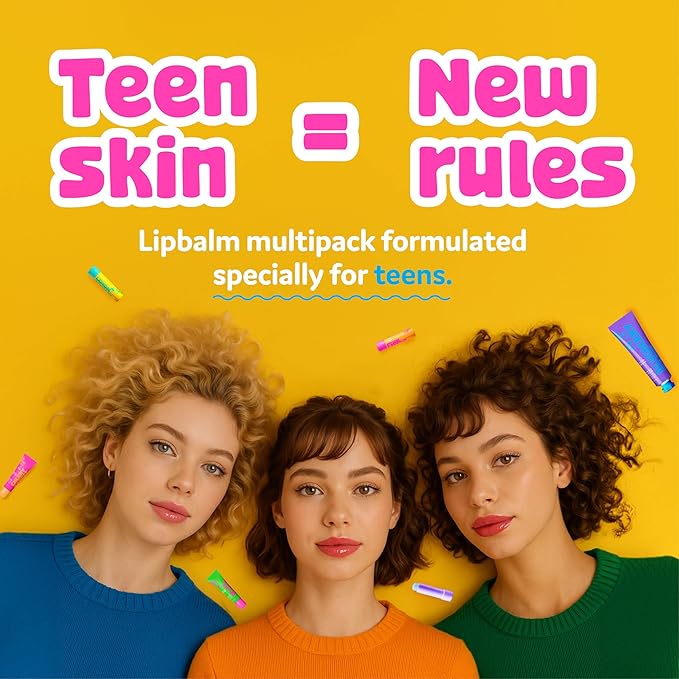 BeYoutiful Skincare Natural Lip Balm Set of 8 for Teens, with Shea Butter & Vitamin E, 8 Fruity Flavors In a Gift Box, Great Stocking Stuffer Gifts for Kids Girls, Tweens and Teens