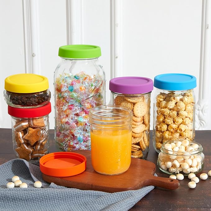 12 Pcs Silicone Wide Mouth Lids Mason Jar Lids Thickened Leak Proof Lid for 86 mm All Wide Mouth Mason Jars, Reusable Large Canning Jar Caps(Classic)