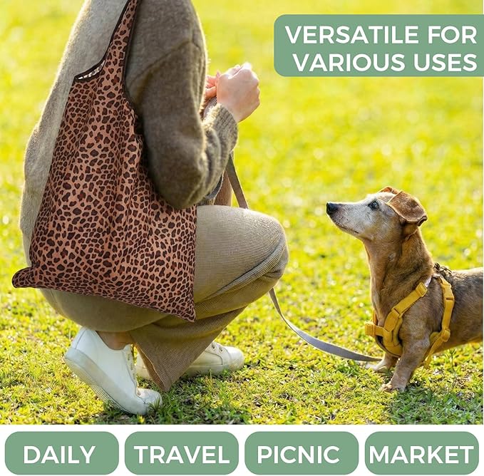 Tanlade 50 Pcs Reusable Grocery Bags Large Foldable Polyester Tote Bag Heavy Duty Washable Shopping Bags with Pouch Attached