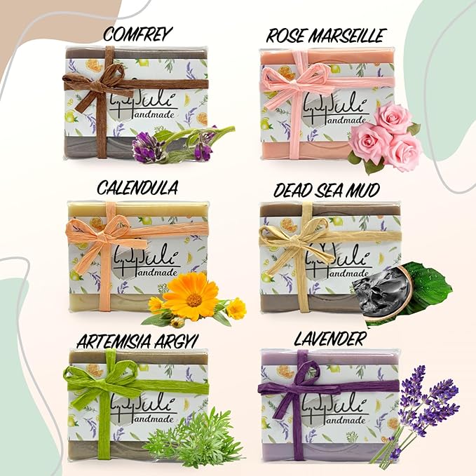 Natural Handemade Bar Soap for Men and Women with Essential oils, Scented Bar Soaps for Bath, Fragrance Gift Set (Pack of 3) Rose Marseille