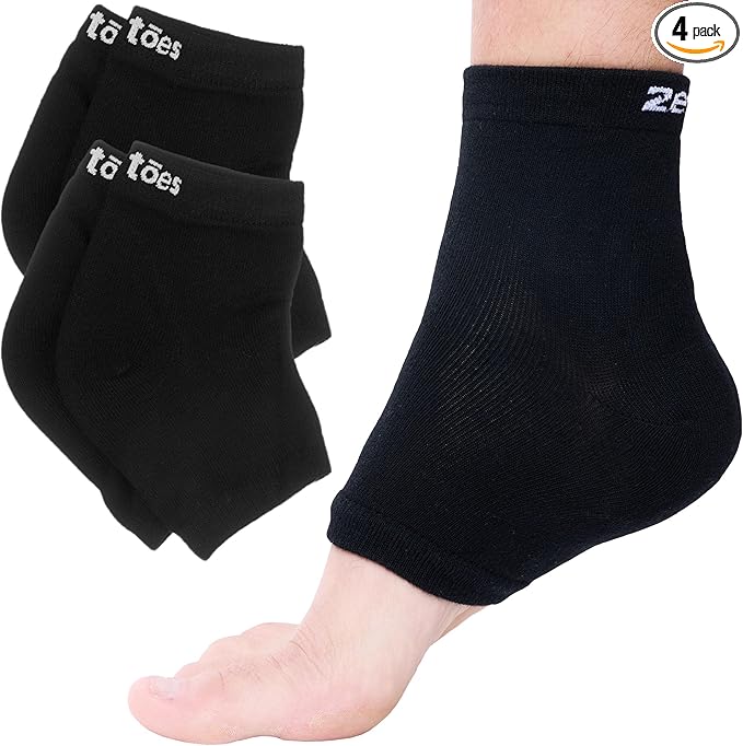 ZenToes Moisturizing Socks for Cracked Heel Treatment, Vitamin E, Olive Oil and Jojoba Oil Heel Socks, Stocking Stuffers for Women, Spa Self Care Gifts for Women (Cotton Black, Regular)