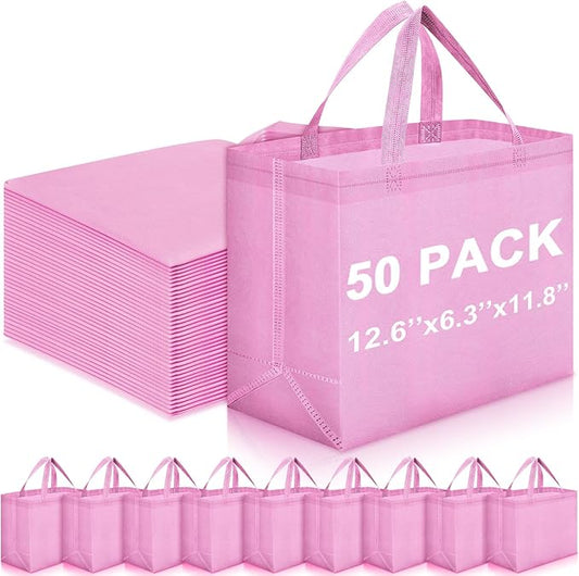 Windyun Reusable Grocery Bags Large Non Woven Shopping Bags with Handles Foldable Portable Tote Bulk, 12.6 x 11.8 x 6.3 Inch