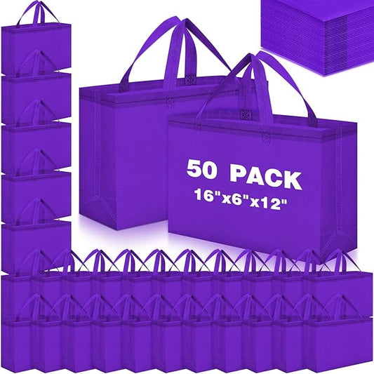 Windyun Reusable Grocery Bags Large Non Woven Shopping Bags with Handles Foldable Portable Tote Bulk, 16x6x12 Inch
