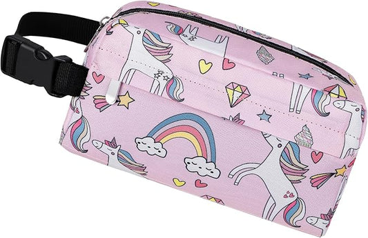 Small Insulated Snack Bag Lunch Box,Collapsible Reusable Small Lunch Bag with Snap Buckle Handle for Beach Travel Picnic,Pink Unicorn 5-Can(3L)