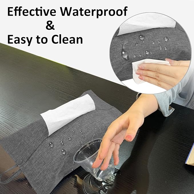 kakaforsa Toilet Paper Holder Reusable Tissue Holder Travel Tissue Holder Wall Hanging Tissue Box Cover Toilet Paper Storage Rectangle Napkin Holder Cloth Tissue Box for Car Office Desk, Gray