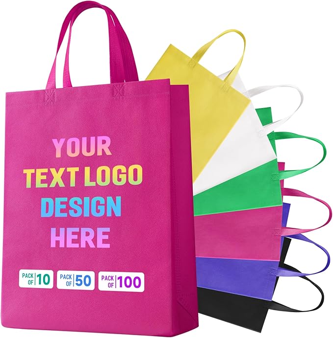 Custom Tote Bags with Your Logo, Personalized Reusable Shopping Bags for Shopping Business