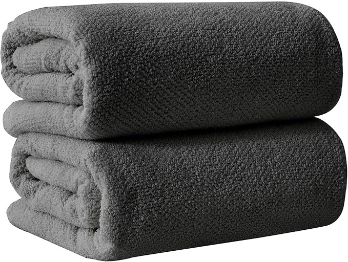Dark Grey Bath Sheets - 100% Cotton Oversized 2 Pack 68x35 Extra Large Towel Set - Absorbent, Quick-Drying, Durable Oversized Bath Towel for Bathroom Décor