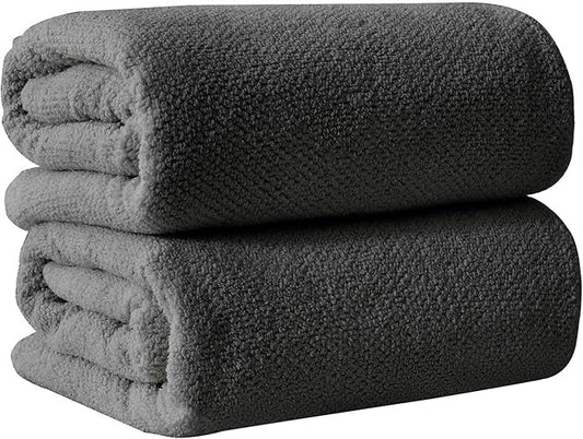 Dark Grey Bath Sheets - 100% Cotton Oversized 2 Pack 68x35 Extra Large Towel Set - Absorbent, Quick-Drying, Durable Oversized Bath Towel for Bathroom Décor