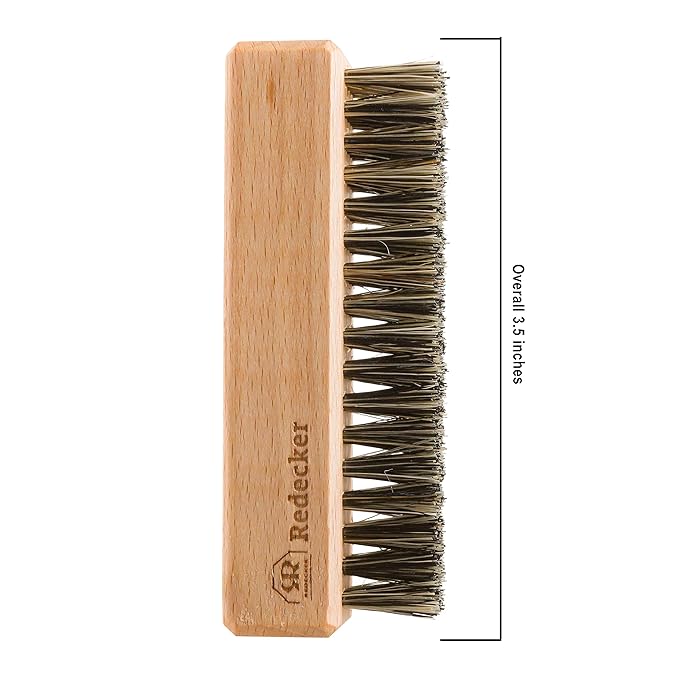 Redecker Natural Pig Bristle Nail Brush with Oiled Beechwood Handle, Double-sided Design with Angled Bristles, 3-1/2-Inches