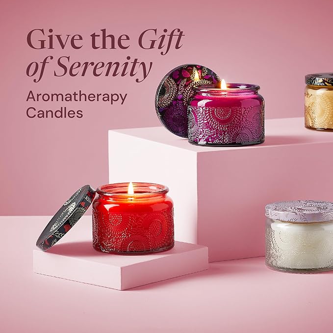 Scented Candle Set - 4-Pack, Purple Box - Aromatherapy Scents for Birthday Gifts for Mom - Over 160-Hour Burn Time for Mom Birthday Candles, Relaxation & Holiday Gift Christmas