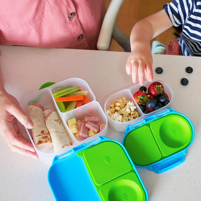 b.box Mini Lunch + Snack Containers (Ocean Breeze): 2-Pack Set Includes Lunch Box (4 1/4 Cup Capacity) & Snack Box (1 3/4 Cup Capacity). Easy Open Bento Containers, School Supplies