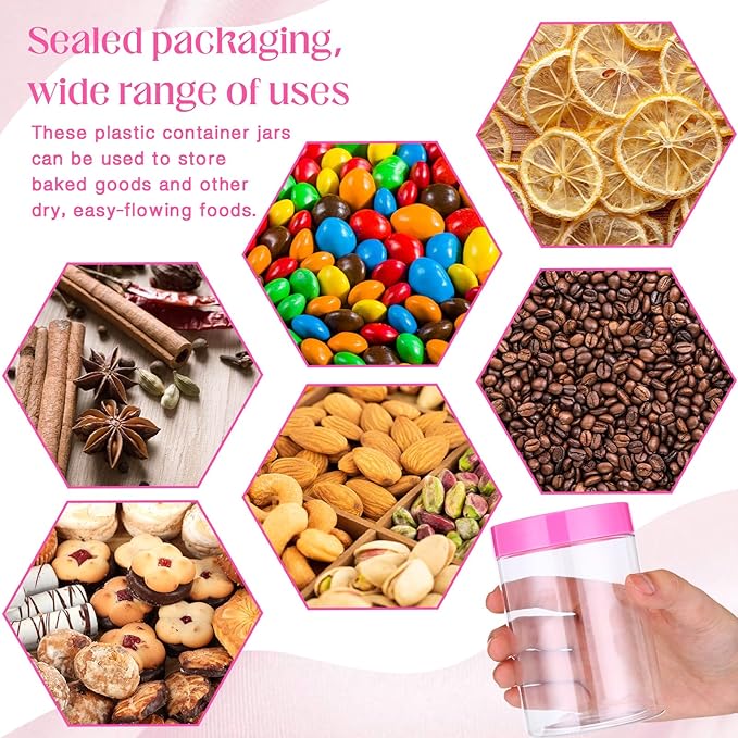 Patelai 4 Pieces Round Wide-mouth Leak Proof Plastic Container Jars with Lids for Travel Storage Makeup Beauty Products Face Creams Oils Salves Ointments DIY Making(10 Ounce,Pink)