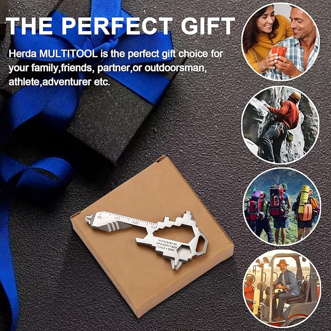 Herda Keychain Multitool – EDC Tool with 17+ Functions Gifts| Small Bottle Opener keychain with Screwdriver,Wrench,and Box Cutter for Travel,Outdoor,Everyday Use Stocking Stuffers Christmas–TSA Safe