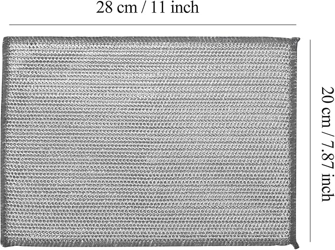 YinQin 28x20 cm Stainless Steel Wire Scrubber Cloth for Kitchen Pots Pans Sink Stove Top 4 PCS Double-Layer Rust-Resistant Easy Mesh Clean Cleaning Cloths Non-Scratch Metallic Dishwashing Cloth Rags