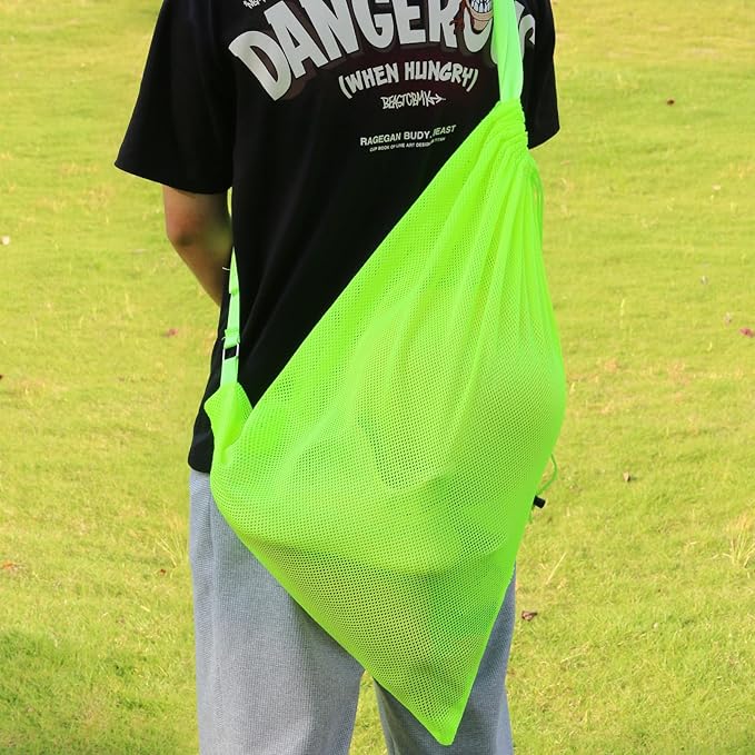2 Packs Swim Bag Mesh Drawstring Backpack Oversized 18" x 26", Large Mesh Drawstring Backpack for Beach, Swimming, Gym, and Workout Gear (Green)