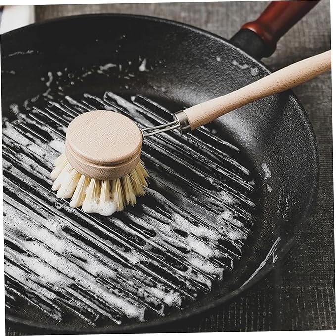 Wooden Dish Brush 4Pcs Natural Bamboo Dish Brush with Sisal Fibers Eco-Friendly Scrubber for Kitchen Cleaning