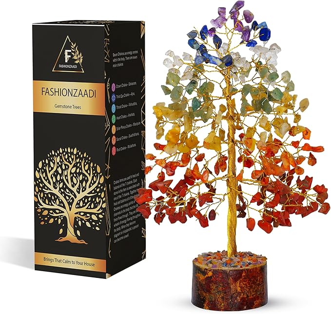 FASHIONZAADI 7 Chakra Crystal Tree of Life, Crystals and Healing Stones, Birthday Gifts for Women - Crystals for Positive Energy, Home Office Decor, Birthday Gifts for Women