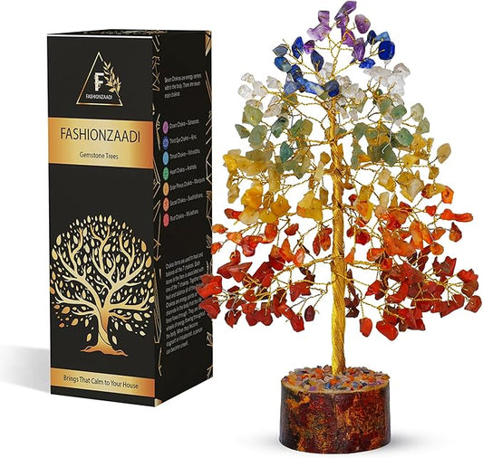 FASHIONZAADI 7 Chakra Crystal Tree of Life, Crystals and Healing Stones, Birthday Gifts for Women - Crystals for Positive Energy, Home Office Decor, Birthday Gifts for Women