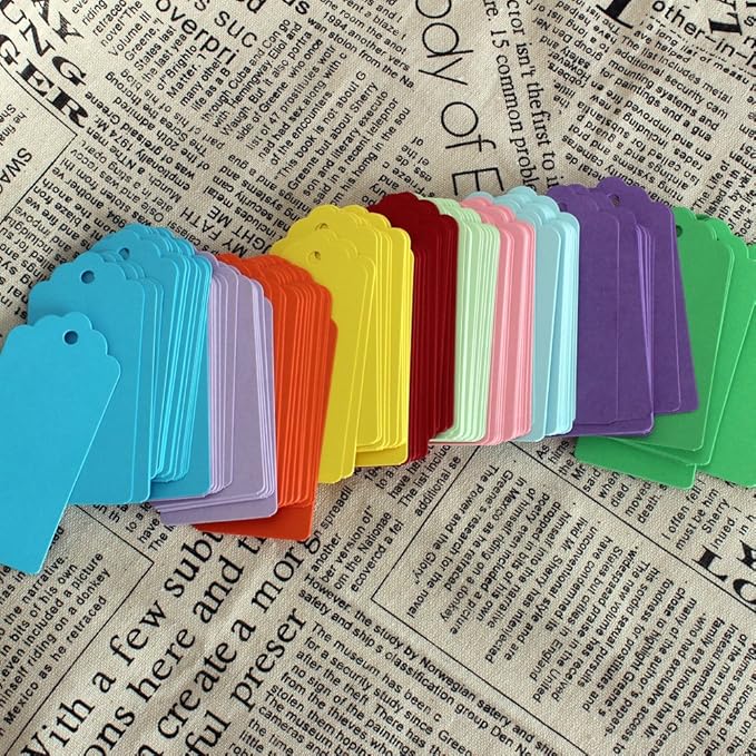 WARMBUY Colorful Gift Tags with Jute Twine, 200Pcs
