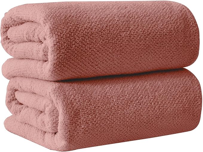 Great Bay Home Pink Bath Sheets - 100% Cotton Oversized 2 Pack 68x35 Extra Large Towel Set - Absorbent, Quick-Drying, Durable Oversized Bath Towel for Bathroom Décor