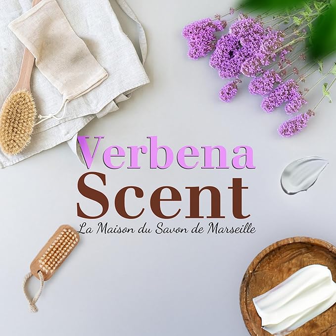 Hand & Body Soap Bars Trio - Verbena Moisturizing French Soap with Organic Shea Butter - Rich Creamy Lather - 97% Natural Ingredients - Solid Bath Cleanser Made in Provence - 3x4.4 oz