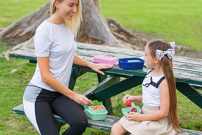 Ultimate Bento Box - Lunch Box for Kids & Adults with Removable Ice Pack - Leakproof, Multi-Compartment Food Container with Removable Containers - Microwave & Dishwasher Safe (Pink, Green, Pink)