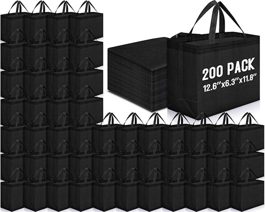 Windyun Reusable Grocery Bags Large Non Woven Shopping Bags with Handles Foldable Portable Tote Bulk, 12.6 x 11.8 x 6.3 Inch