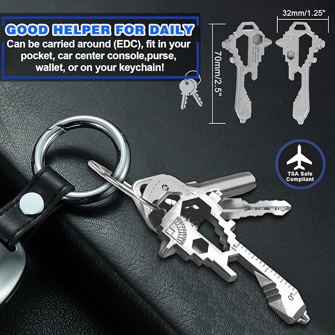 Herda Keychain Multitool – EDC Tool with 17+ Functions Gifts| Small Bottle Opener keychain with Screwdriver,Wrench,and Box Cutter for Travel,Outdoor,Everyday Use Stocking Stuffers Christmas–TSA Safe