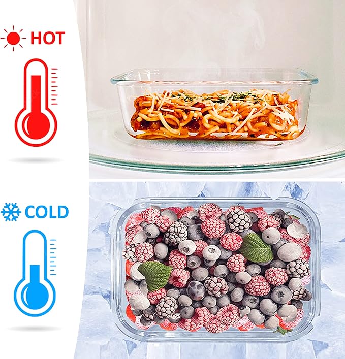 Glass Meal Prep Containers with Bamboo Lids (3 Pack) - 100% Plastic Free, Eco-Friendly Lunch Containers, Bamboo Lid Storage Container Set - Microwave Safe Glass Food Storage Container Set