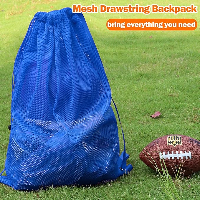 2 Packs Swim Bag Mesh Drawstring Backpack Oversized 18" x 26", Large Mesh Drawstring Backpack for Beach, Swimming, Gym, and Workout Gear (Blue)