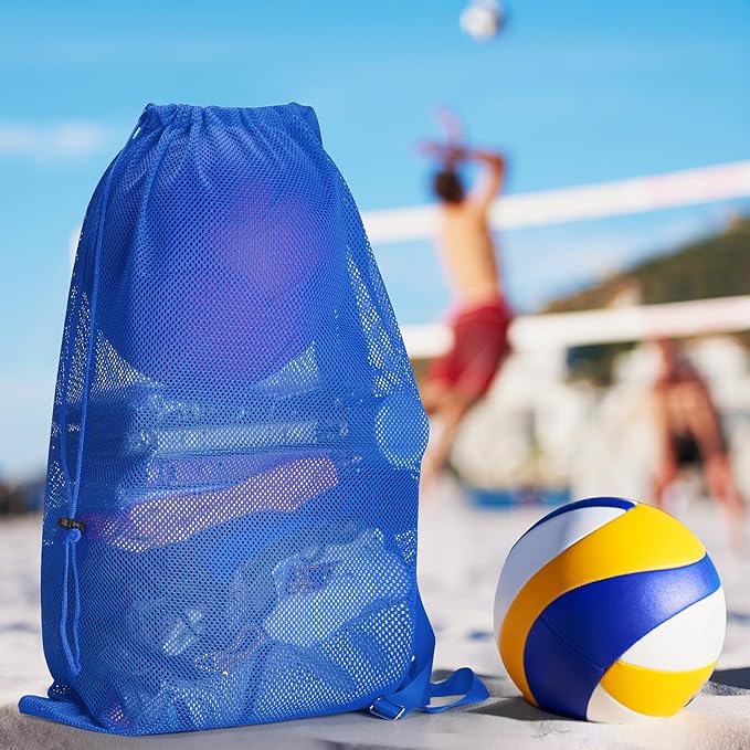 2 Packs Swim Bag Mesh Drawstring Backpack Oversized 18" x 26", Large Mesh Drawstring Backpack for Beach, Swimming, Gym, and Workout Gear (Blue)