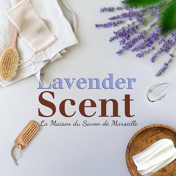 Hand & Body Soap Bars Trio - Lavender Moisturizing French Soap with Organic Shea Butter - Rich Creamy Lather - 97% Natural Ingredients - Solid Bath Cleanser Made in Provence - 3x4.4 oz