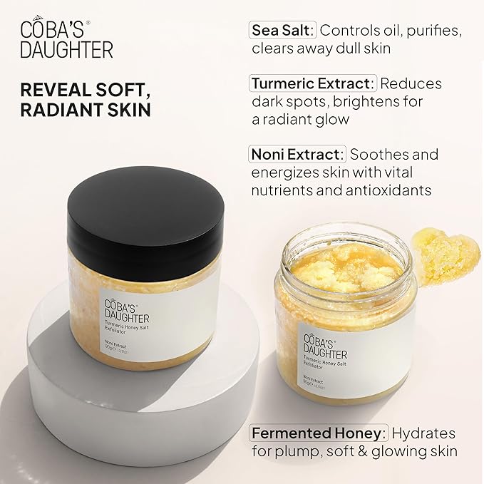 COBA'S DAUGHTER Luxury Spa Gift Set – 3-Piece Mini Body Scrub Trio with Honey Turmeric, Almond Orange & Aloe Vera – Travel Size Self-Care Gift for Holiday, Christmas, Birthday, Wedding Favor