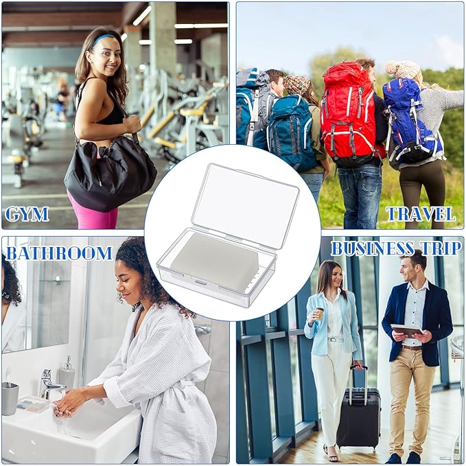 100 Pcs Travel Soap Container Portable Plastic Soap Boxes Bulk with Lid Homeless Donations Bulk Gym Shower Tour Groups Hotel Outdoor Camping (White)