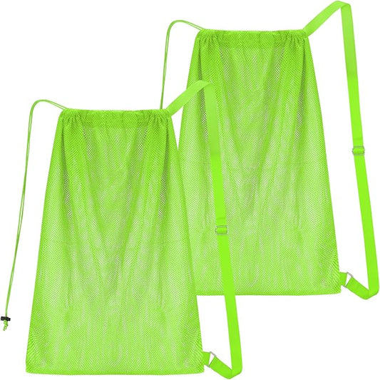 2 Packs Swim Bag Mesh Drawstring Backpack Oversized 18" x 26", Large Mesh Drawstring Backpack for Beach, Swimming, Gym, and Workout Gear (Green)