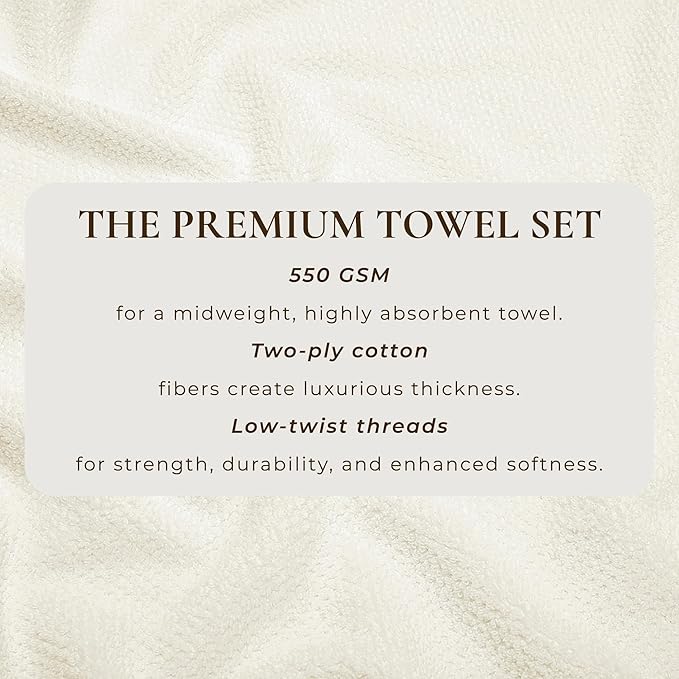 Great Bay Home Ivory Bath Towels - 100% Cotton 4 Pack 54x27 Bath Towel Set - Absorbent, Quick-Drying, Durable Towels for Bathroom Decor - Low-Twist, Two-Ply Fibers
