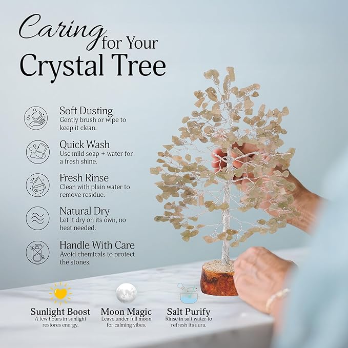 FASHIONZAADI Gemstone Money Tree Reiki Healing Chakra Balancing Handmade Bonsai Trees Spiritual Gift Aura Cleansing Good Luck Home Decor (Green Jade Silver Wire)