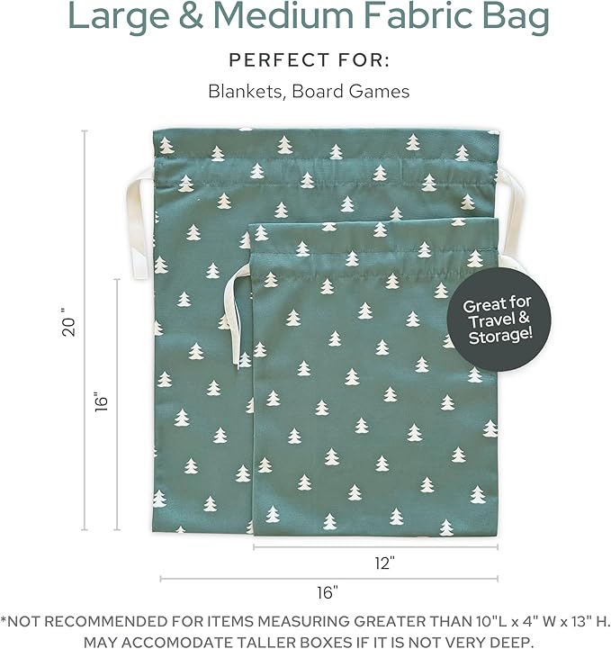 Gather & Knot Drawstring Christmas Gift Bags | 20" Large 16" Medium | Premium Canvas | Reusable Fabric Wrap for Holidays | Mix & Match | Christmas Trees