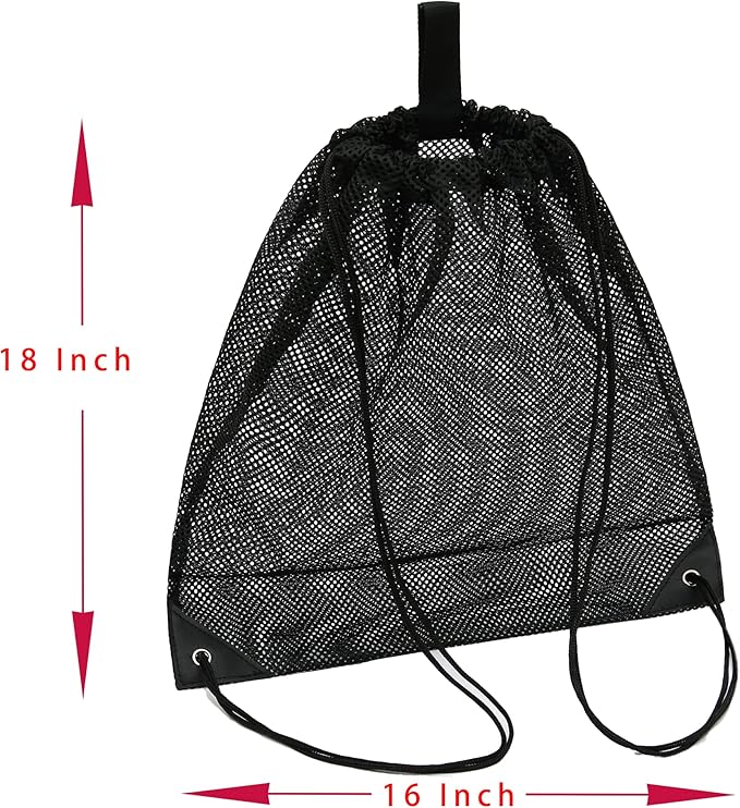 Palmhomee Pack of 4 Mesh Drawstring Bag String Bag for Sports Climbing Gym Laundry Seashell Toy Beach and Hunting (Mixed 2 Sizes)