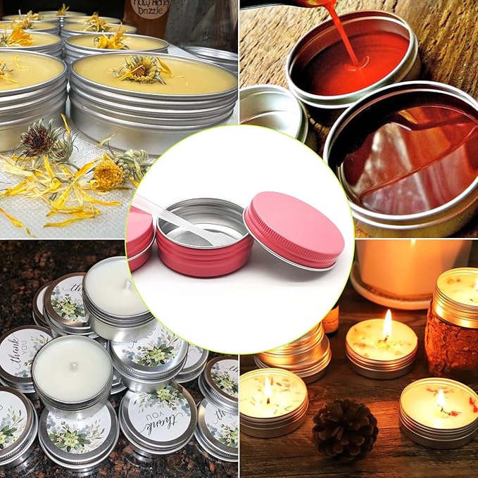 10pcs 60ml Round Lip Balm Tin Cans, 60 Gram Aluminum Tins Cosmetic Sample Containers with Screw Lid, 60g Metal Empty Tins Storage Travel Jars for Salves, Lip Balms, Face Cream, Candle, Tea