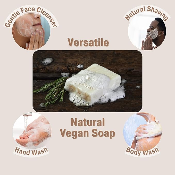 All Natural Rosemary Soap – Natural Soap for Women and Men for Body, Face, and Hands | Handmade Bath Soaps | Coconut & Almond Oils with Shea Butter