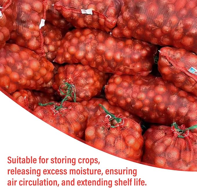 50 PCS Mesh Bags for Vegetables, Mesh Onion Bag 11"×18" Produce Bags Reusable Breathable Vegetable Storage Net Bag Meshs Drawstring Onion Meshs Storage-Bag for Vegetables, Onions, Potatoes