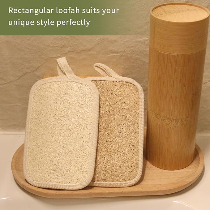 Natural Loofah Body Scrubber Exfoliator for Men Daily Deepcleaning (2Pack),Made with Real Shower Loofah Sponge Hard&Rough(Off-White)