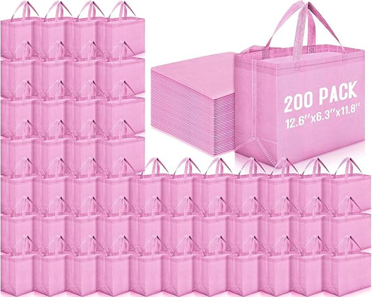 Windyun Reusable Grocery Bags Large Non Woven Shopping Bags with Handles Foldable Portable Tote Bulk, 12.6 x 11.8 x 6.3 Inch