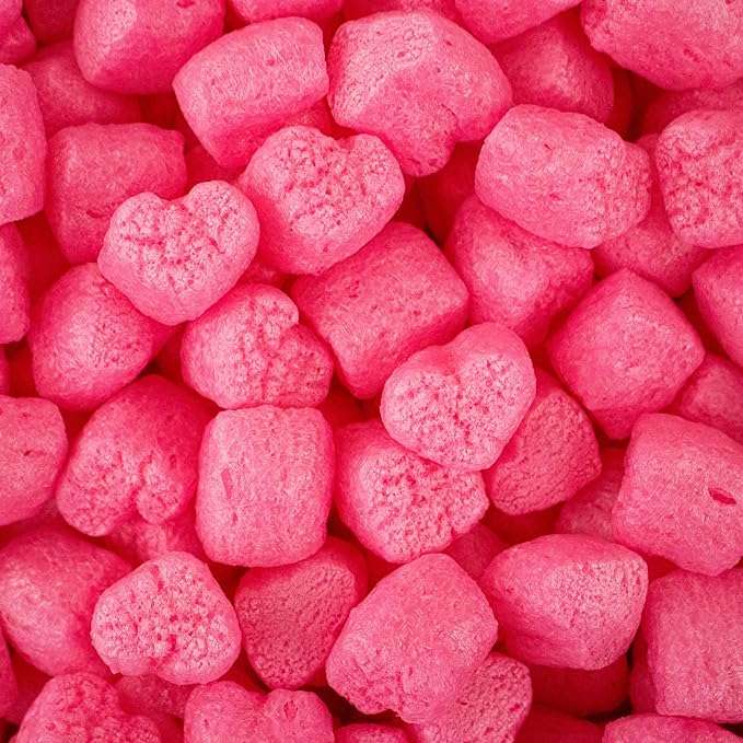 Magicwater Supply - .5 Cu Ft - Pink Heart Shaped Recycled Anti Static Packing Peanuts - Compostable & Biodegradable Cushion for Shipping - Dust-Free & Abrasion Resistant - Void Filler