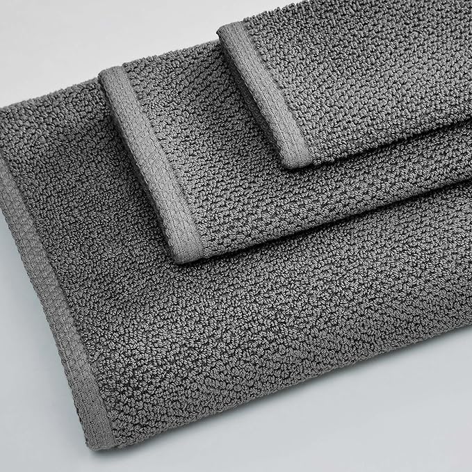 Dark Grey Washcloth- 100% Cotton 13x13 Wash Cloth - Absorbent, Quick-Drying, Durable Face Towels for Bathroom Decor - Low-Twist, Two-Ply Fibers (Dark Grey)