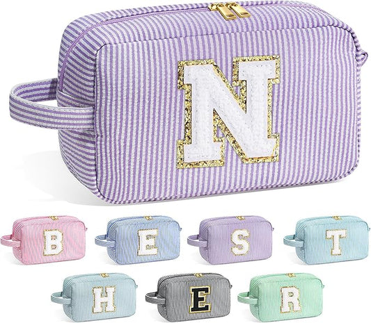 YOOLIFE Gifts for Grandma - Personalized Birthday Gifts for Grandma, Monogram Initial Makeup Bag Make Up Bag for Women N
