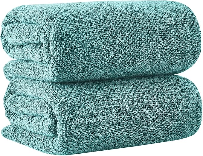 Great Bay Home Blue Bath Sheets - 100% Cotton Oversized 2 Pack 68x35 Extra Large Towel Set - Absorbent, Quick-Drying, Durable Oversized Bath Towel for Bathroom Décor