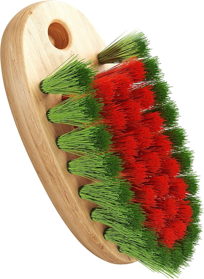 KONEX Veggie Brush - Fruit & Vegetable Produce Brush, Potato Scrubber | Food with Beechwood Handle | Mushroom, Potato Scrubber, Carrot or Corn Cleaner (Pack of 1)