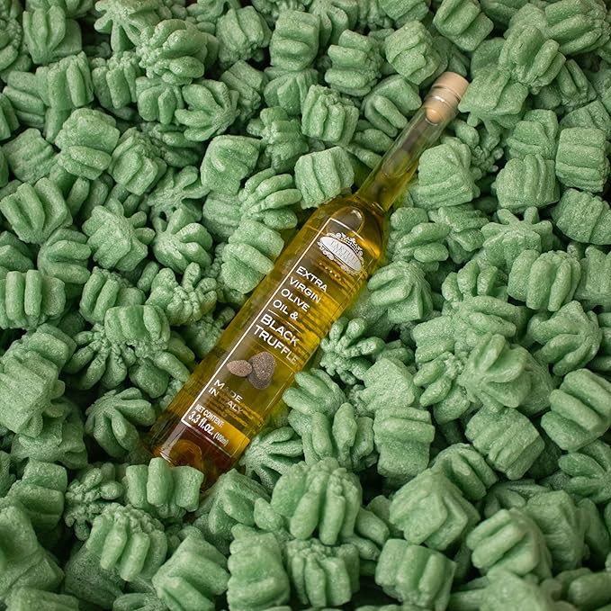 Magicwater Supply - .25 Cu Ft - Green Leaf Shaped Recycled Anti Static Packing Peanuts - Compostable & Biodegradable Cushion for Shipping - Dust-Free & Abrasion Resistant - Void Filler